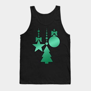 Minimal Christmas Tree Ornaments Green Gradient Tank Top